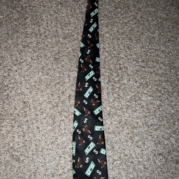 Black Tie- Chess and Money Pattern Tie - Picture 6 of 8